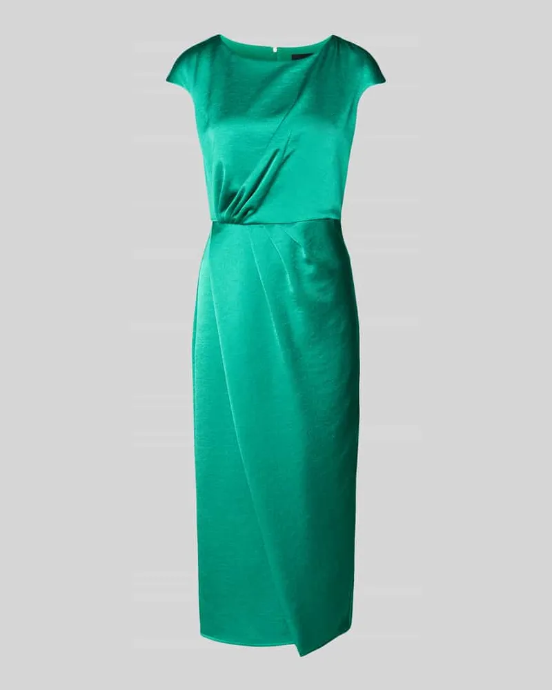 Marc Cain Midikleid aus Satin mit Drapierungen Smaragd