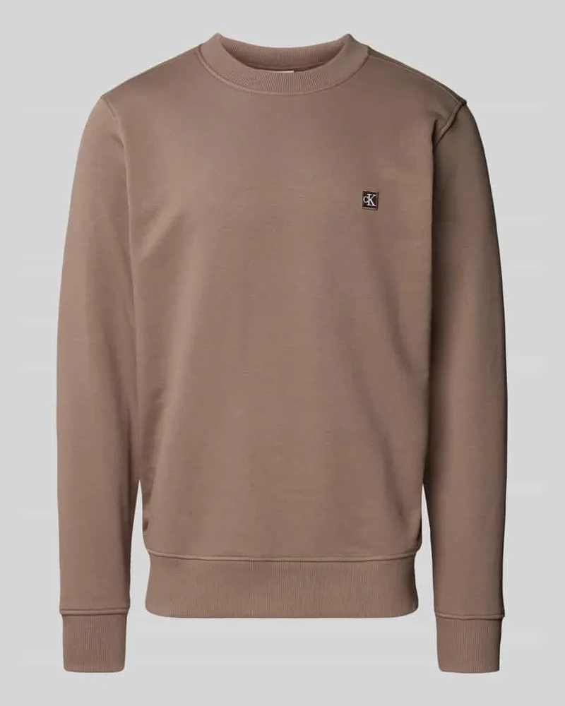 Calvin Klein Sweatshirt mit Label-Patch Mittelbraun