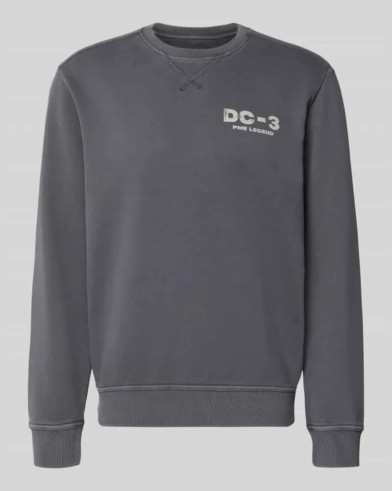 PME Legend Sweatshirt mit Label-Print und Rundhalsausschnitt Anthrazit