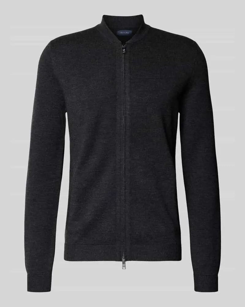 Christian Berg Slim Fit Strickjacke mit Stehkragen Anthrazit