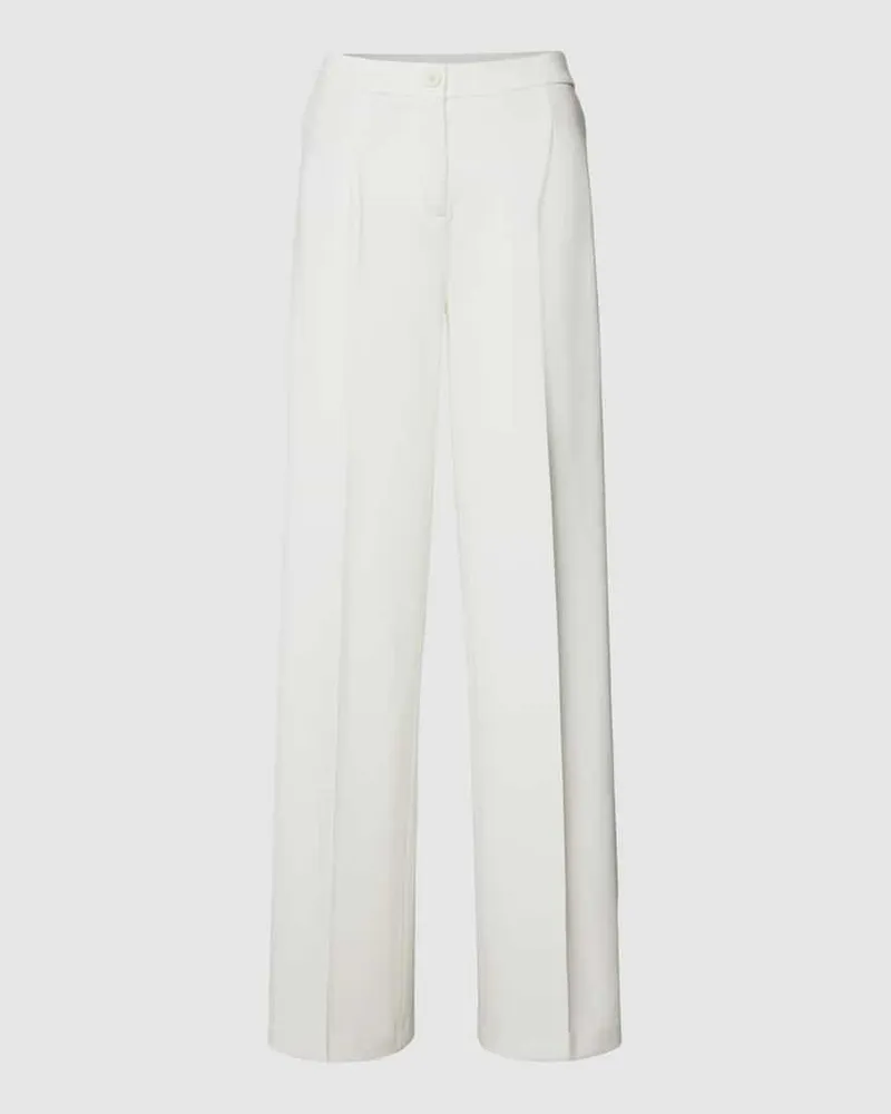 Marc Cain High Waist Stoffhose aus Viskose-Mix mit Bundfalte Offwhite