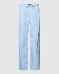 Ralph Lauren Pyjama-Hose mit Allover-Logo Modell 'WOVEN Hellblau