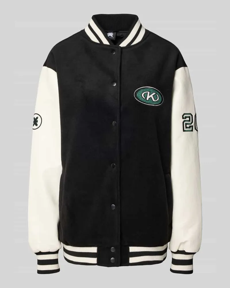 Karo Kauer College-Jacke mit Label- und Motiv-Stitchings Black