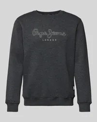 Pepe Jeans Sweatshirt mit Label-Stitching Modell 'Nouvel Dunkelgrau