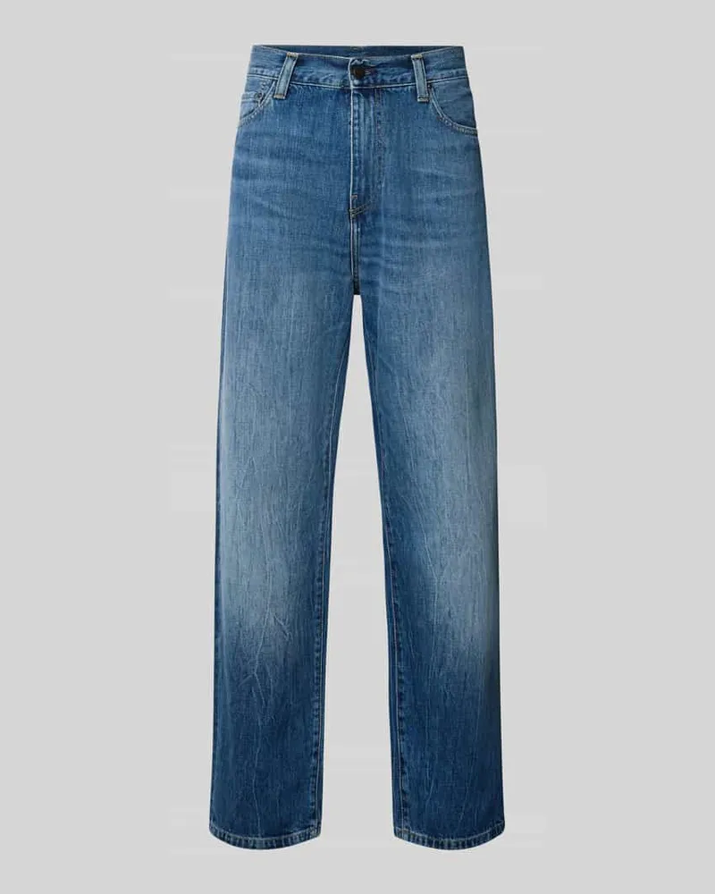 Carhartt WIP Straight Fit Jeans reiner Baumwolle Modell 'Aaron Jeansblau