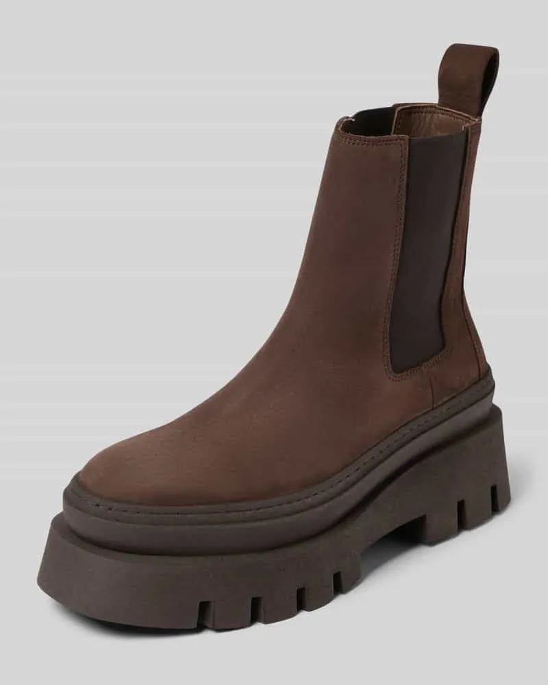Copenhagen Stiefel aus echtem Leder mit Logo-Detail Dunkelbraun