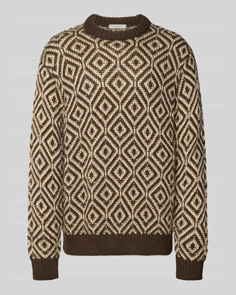 Selected Homme Relaxed Fit Strickpullover aus Woll-Mix Modell 'REMI Dunkelbraun