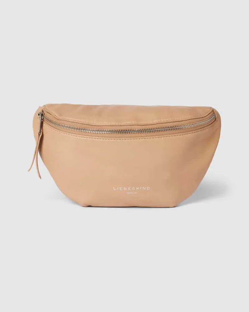 Liebeskind Bauchtasche aus Leder mit Label-Print Sand
