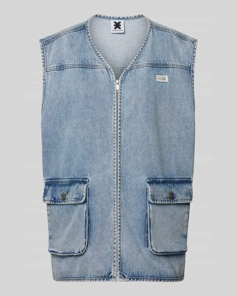 Karo Kauer Jeansweste mit Label-Patch Blau