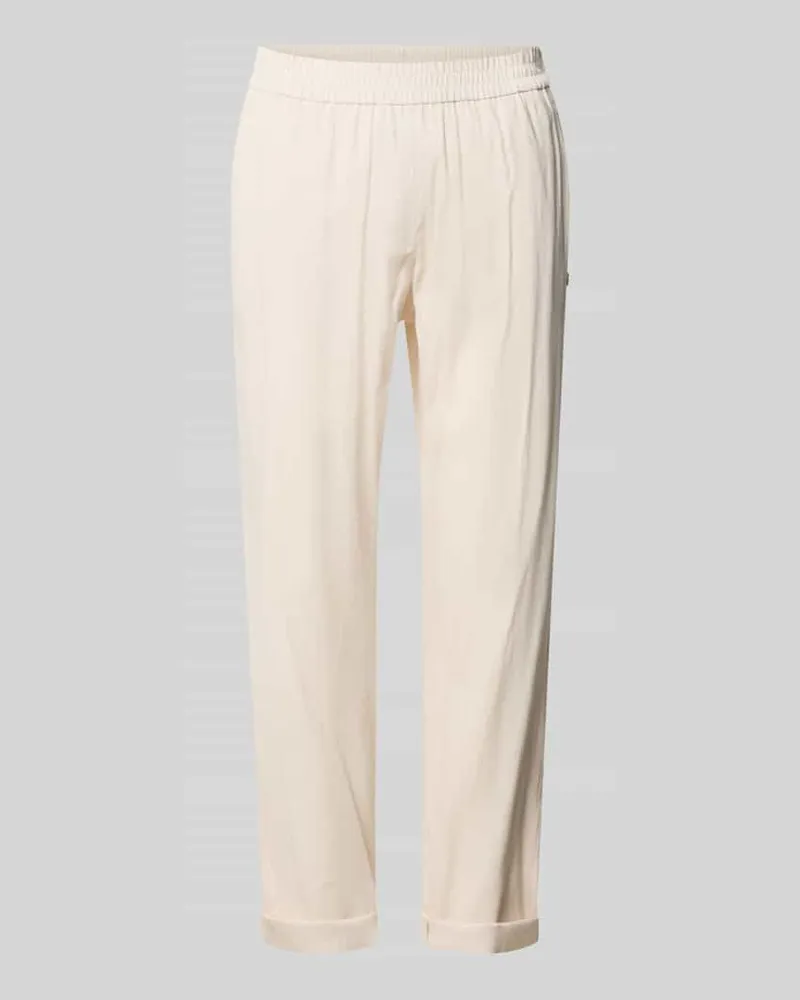 Marc Cain Straight Fit Leinenhose mit Viskose-Anteil Beige