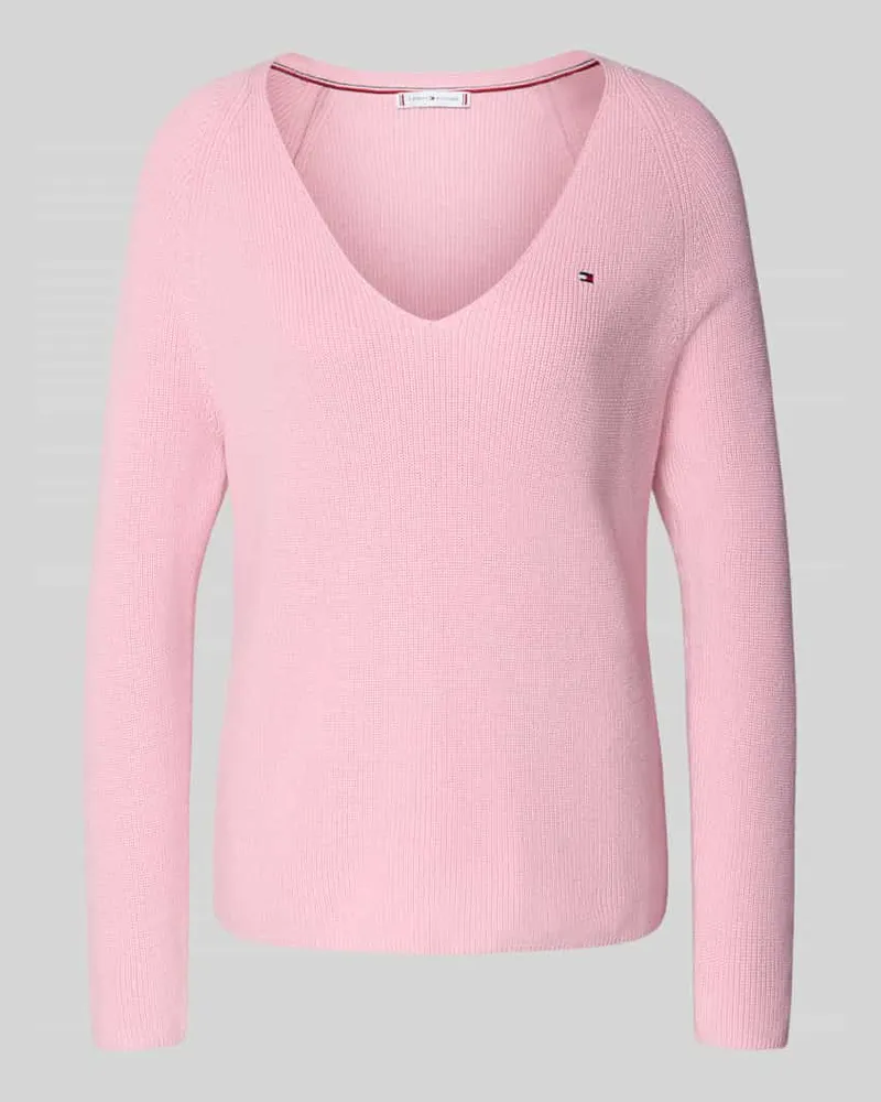 Tommy Hilfiger Regular Fit Strickpullover aus reiner Baumwolle Pink