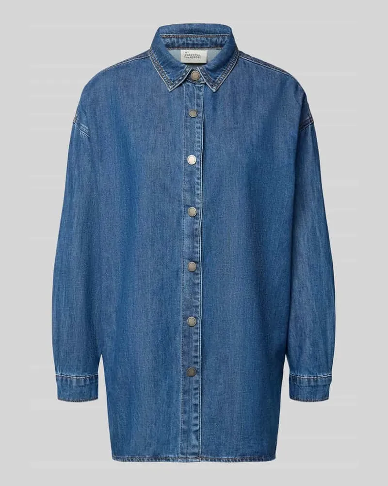 My Essential Wardrobe Oversized Jeansbluse mit überschnittenen Schultern Modell 'Hilma Blau