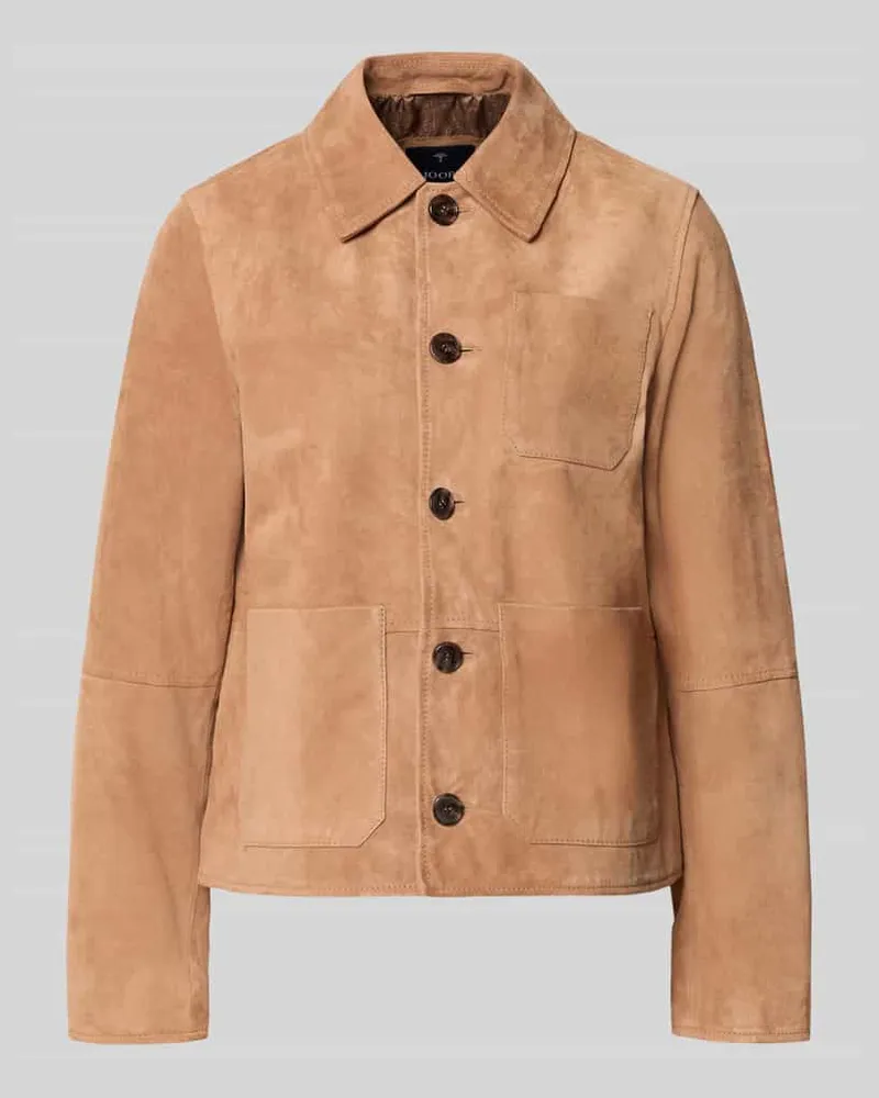 JOOP! Regular Fit Lederjacke mit Umlegekragen Modell 'LUANA Beige