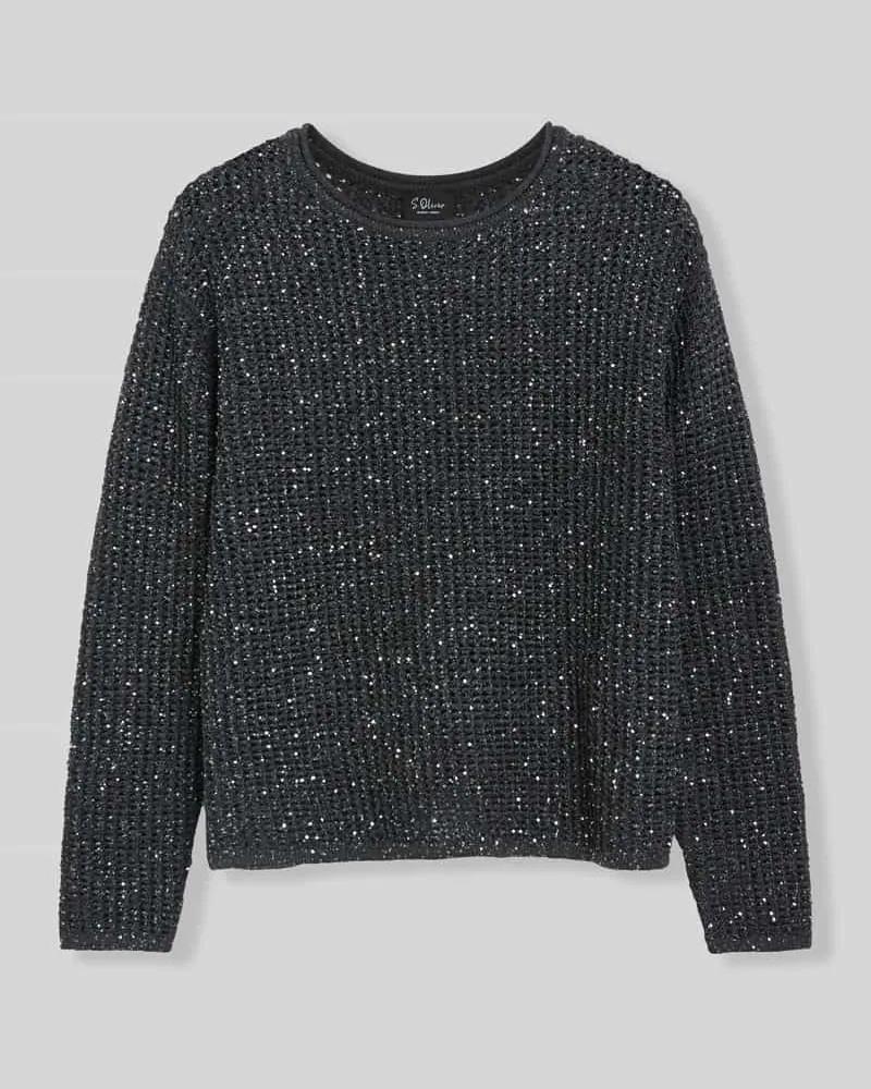 S.Oliver Relaxed Fit Pullover mit Woll-Alpaka-Anteil Anthrazit