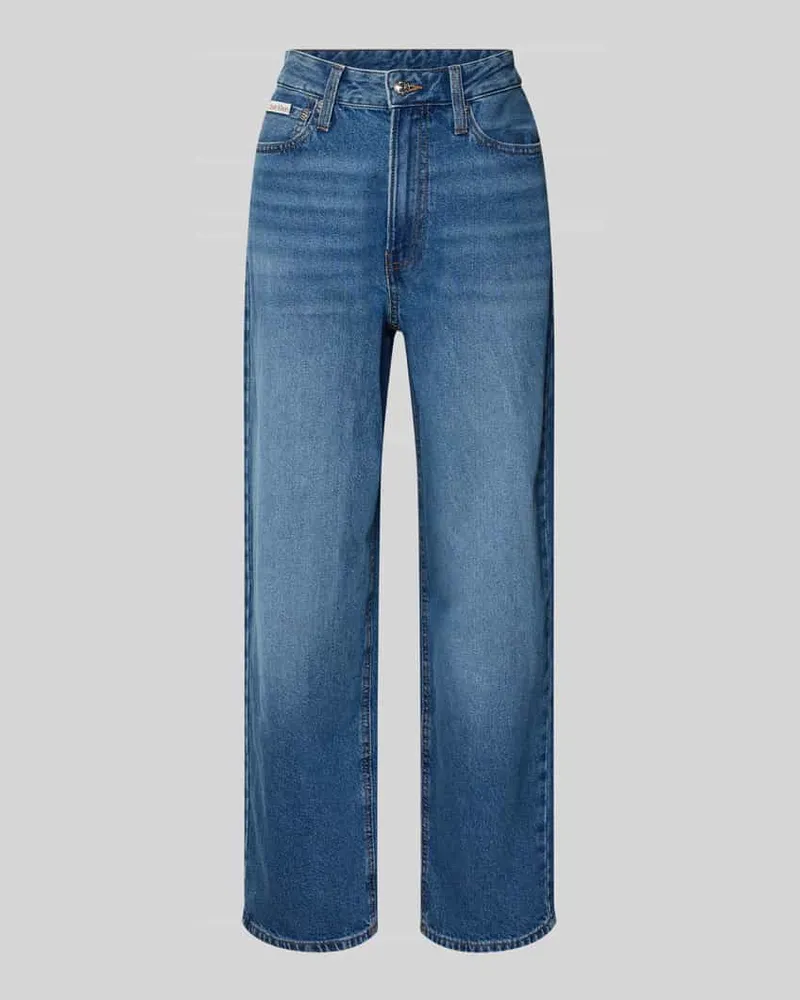 Calvin Klein Wide Fit Jeans mit Logo-Patch Modell 'Barrel Jeansblau