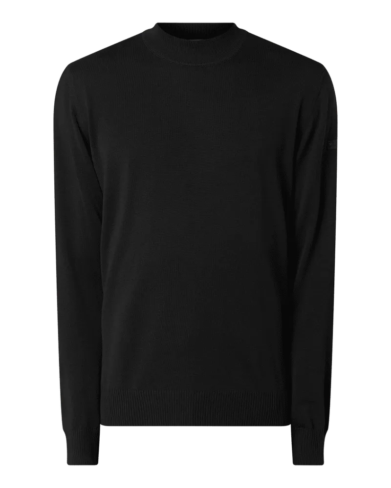Maerz Pullover aus Merinowolle mit Stehkragen Black