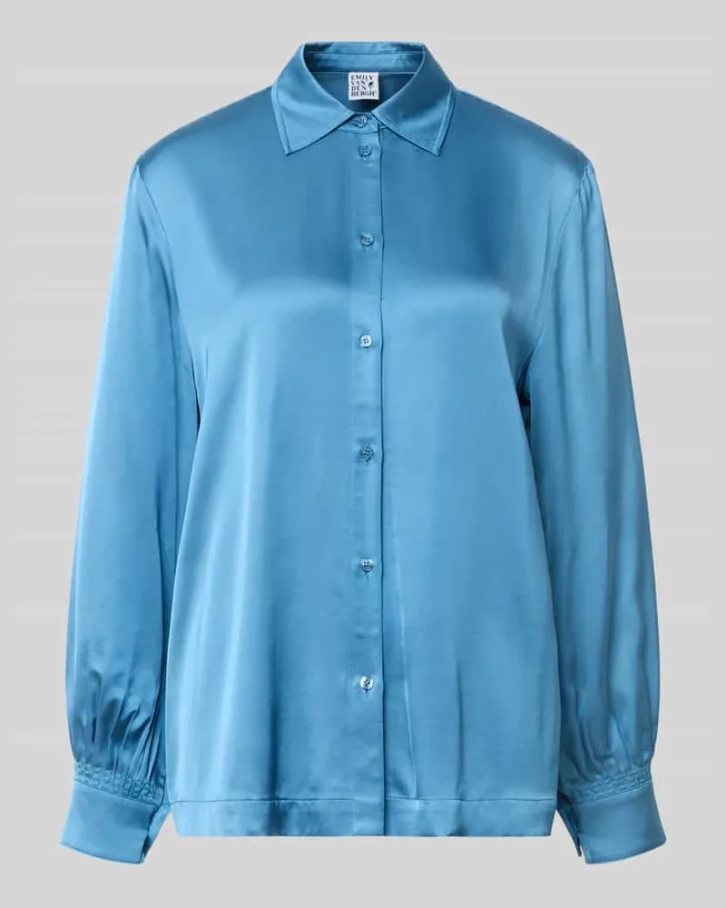 Emily van den Bergh Regular Fit Bluse aus Viskose mit Knopfleiste Ocean
