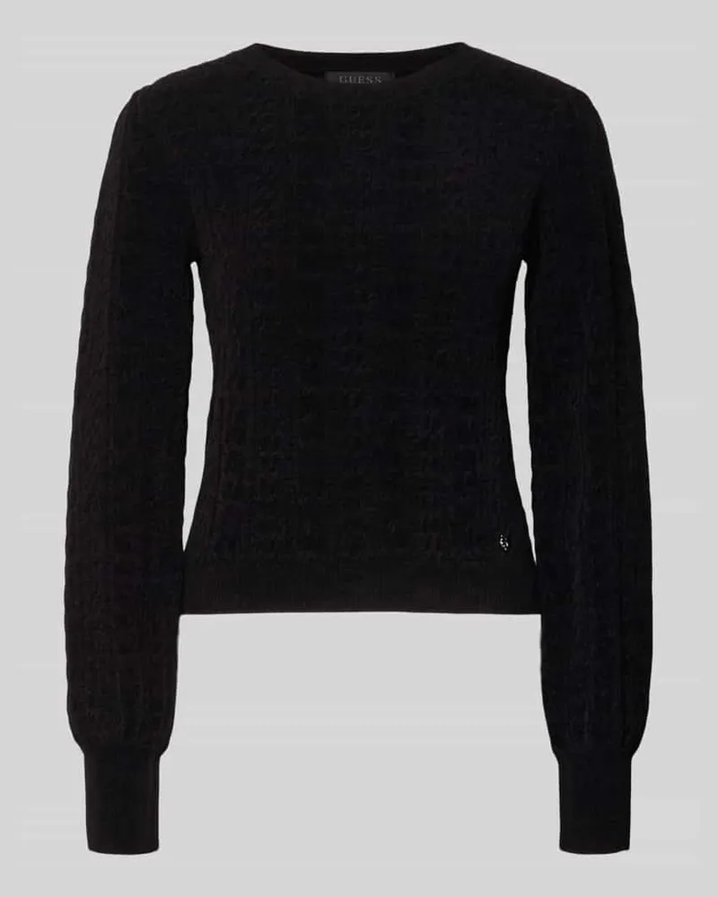 Guess Regular Fit Strickpullover mit Zopfmuster Black