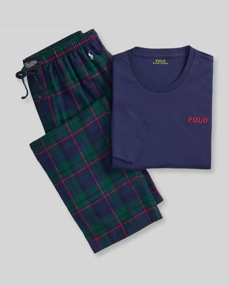 Ralph Lauren Pyjama-Set aus reiner Baumwolle Marine