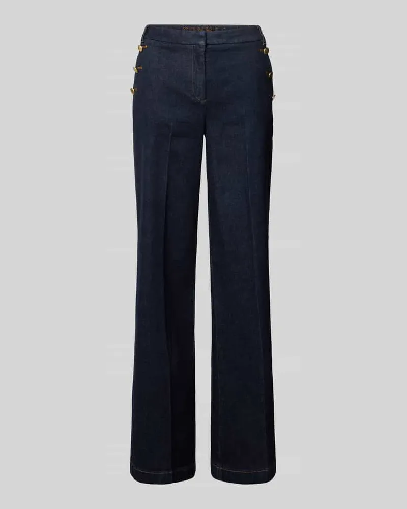 COMMA Flared Jeans mit Zierknöpfen Dunkelblau