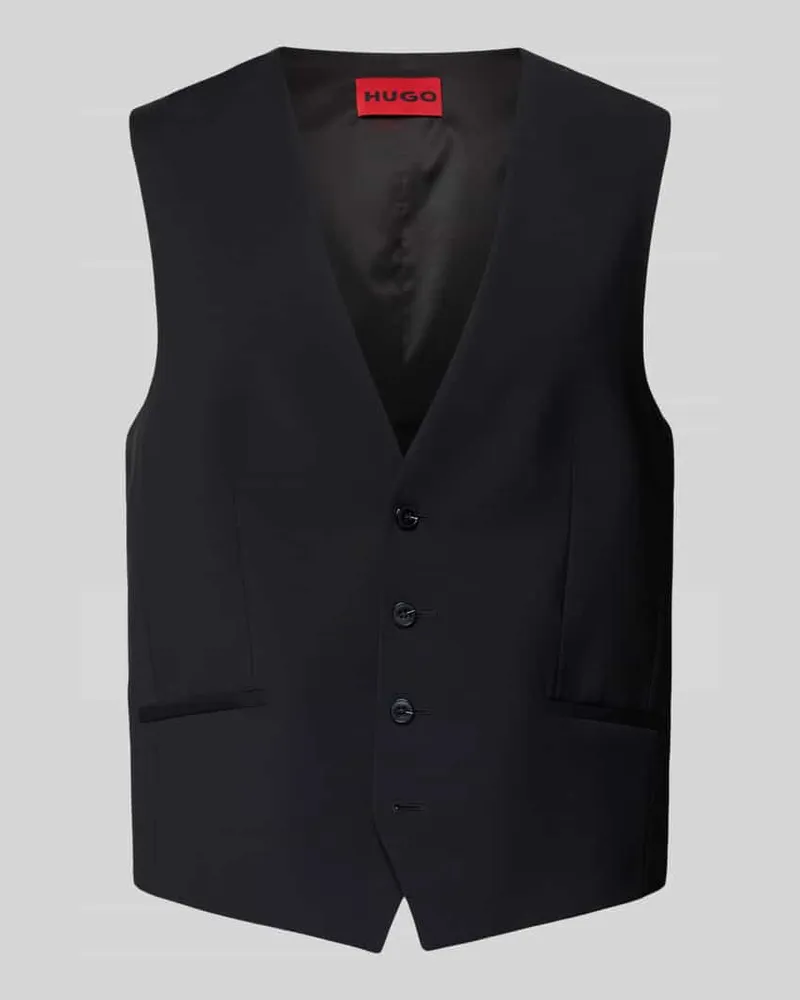 HUGO BOSS Regular Fit Anzugweste aus Woll-Mix Modell 'VIN253X-MH Black