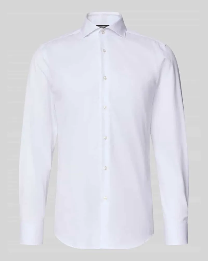 HUGO BOSS Slim Fit Businesshemd aus reiner Baumwolle Modell 'H-HANK-SP-B1 Weiss