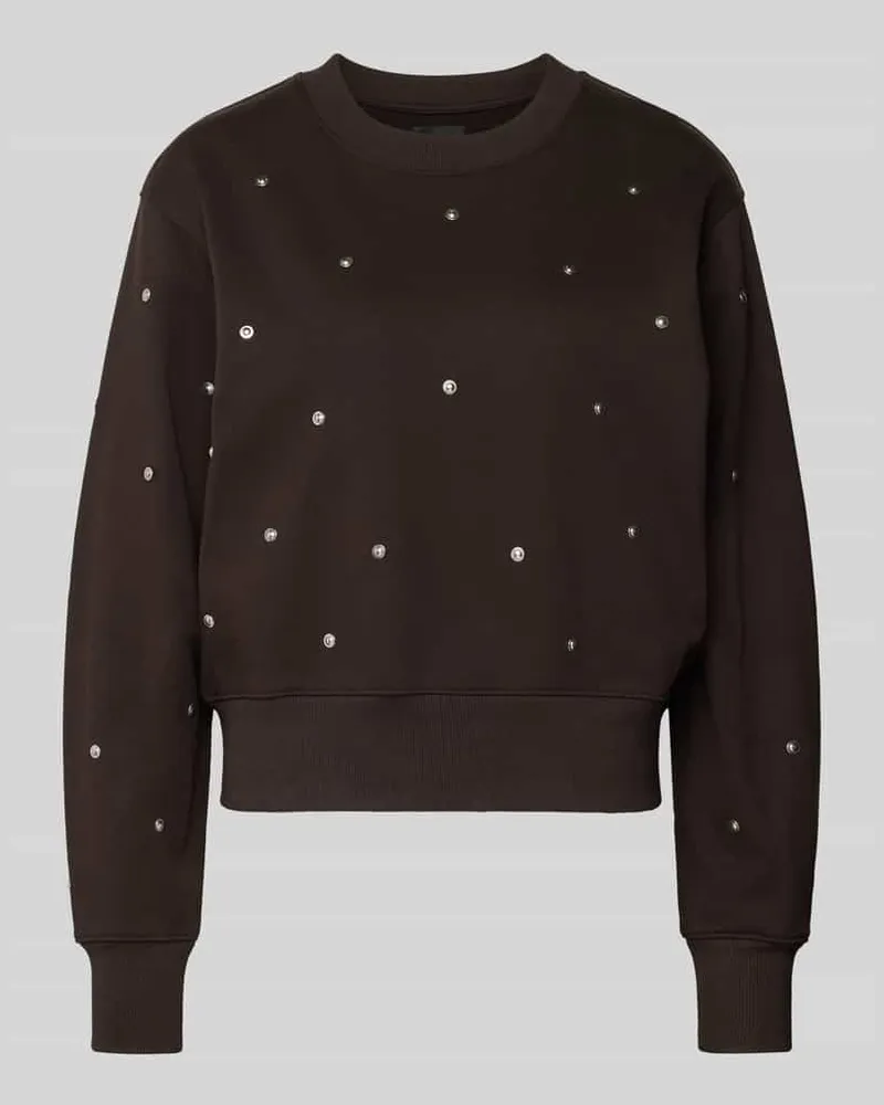 G-STAR RAW Sweatshirt mit gerippten Abschlüssen Dunkelbraun