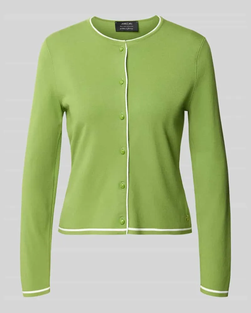 Marc Cain Cardigan aus Viskose-Mix mit Kontrastkante Grass