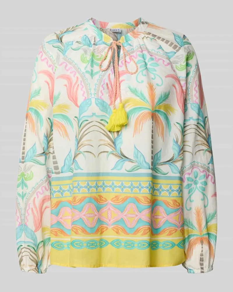 Emily van den Bergh Relaxed Fit Bluse mit Schlüssellochausschnitt Offwhite