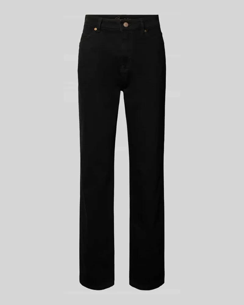 HUGO BOSS Regular Fit Straight Fit Jeans mit Label-Details Black