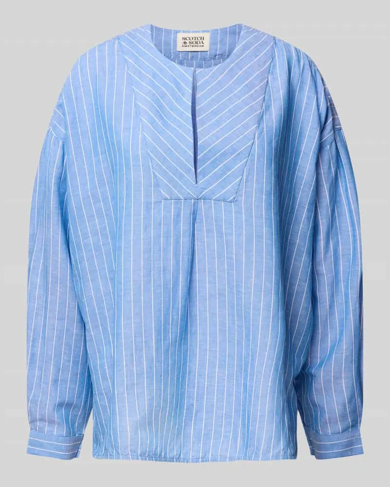 Scotch&Soda Relaxed Fit Bluse aus Baumwoll-Leinen-Mix Hellblau