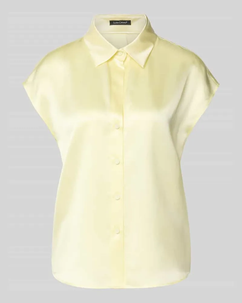 Luisa Cerano Regular Fit Bluse aus Seide mit Knopfleiste Hellgelb