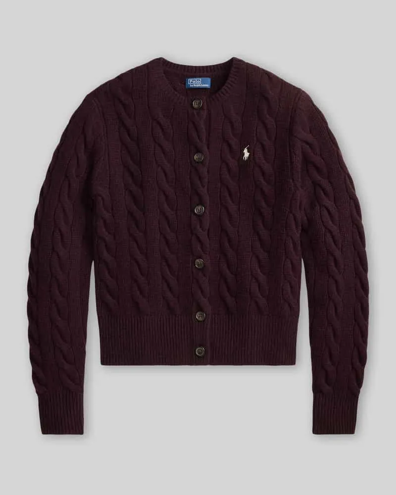 Ralph Lauren Regular Fit Strickjacke aus Wolle mit Kaschmir-Anteil Anthrazit