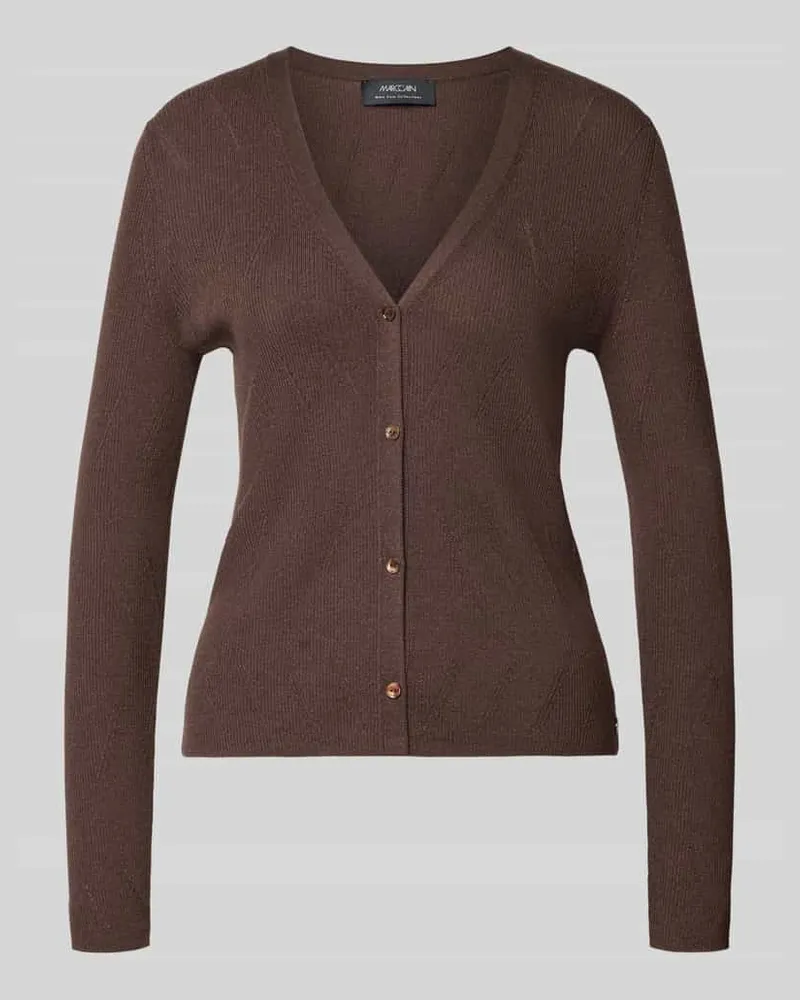 Marc Cain Cardigan in Strick-Optik mit Baumwoll-Anteil Dunkelbraun