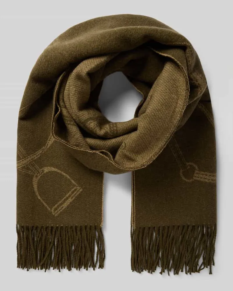Ralph Lauren Schal im Allover-Look mit Fransen Camel