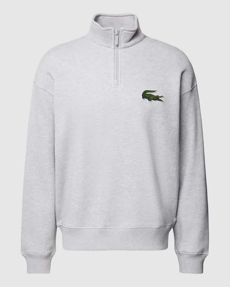 Lacoste Loose Fit Sweatshirt mit Stehkragen und Reißverschluss Hellgrau