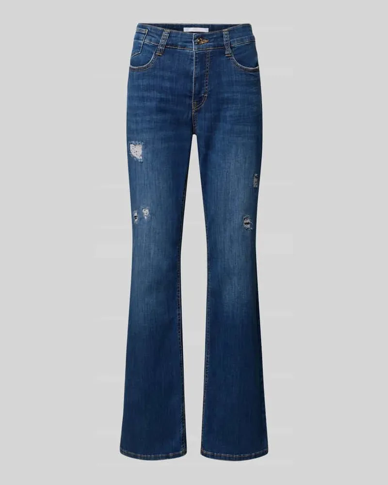 MAC Jeans Straight Leg Jeans im Destroyed-Look Modell 'Laura Blau