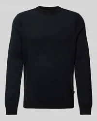 HUGO BOSS Strickpullover mit Strukturmuster Modell 'Kaponski Black