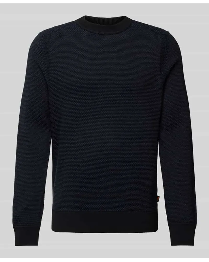 HUGO BOSS Strickpullover mit Strukturmuster Modell 'Kaponski Black