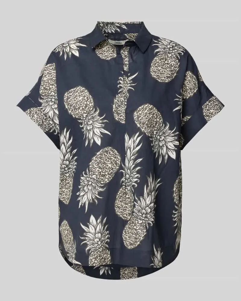 0039 Italy Blusenshirt mit kurzärmeligem Design Modell 'DERRY Dunkelblau