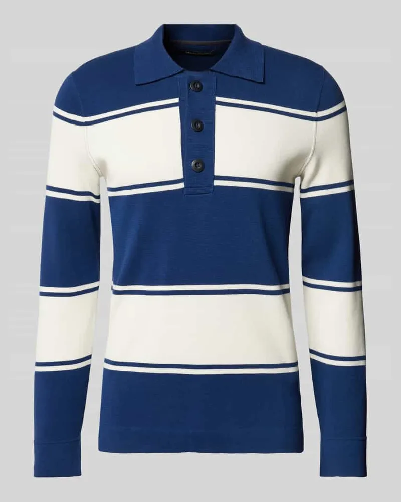 Marc O'Polo Regular Fit Rugbyshirt aus reiner Baumwolle in leichtem Milano-Strick Marine