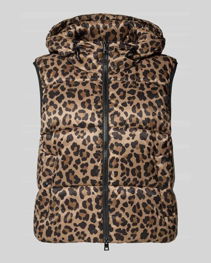 Marc Cain Regular Fit Steppjacke mit Allover-Animal-Print Camel