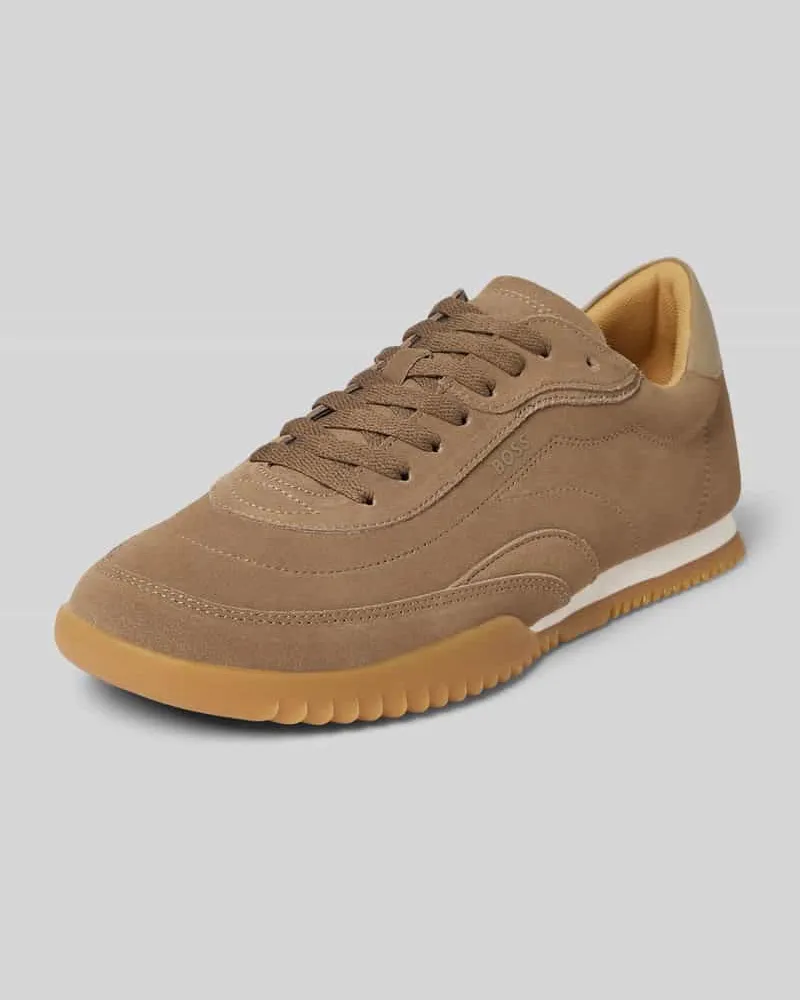 HUGO BOSS Low Top Sneaker aus echtem Leder Beige