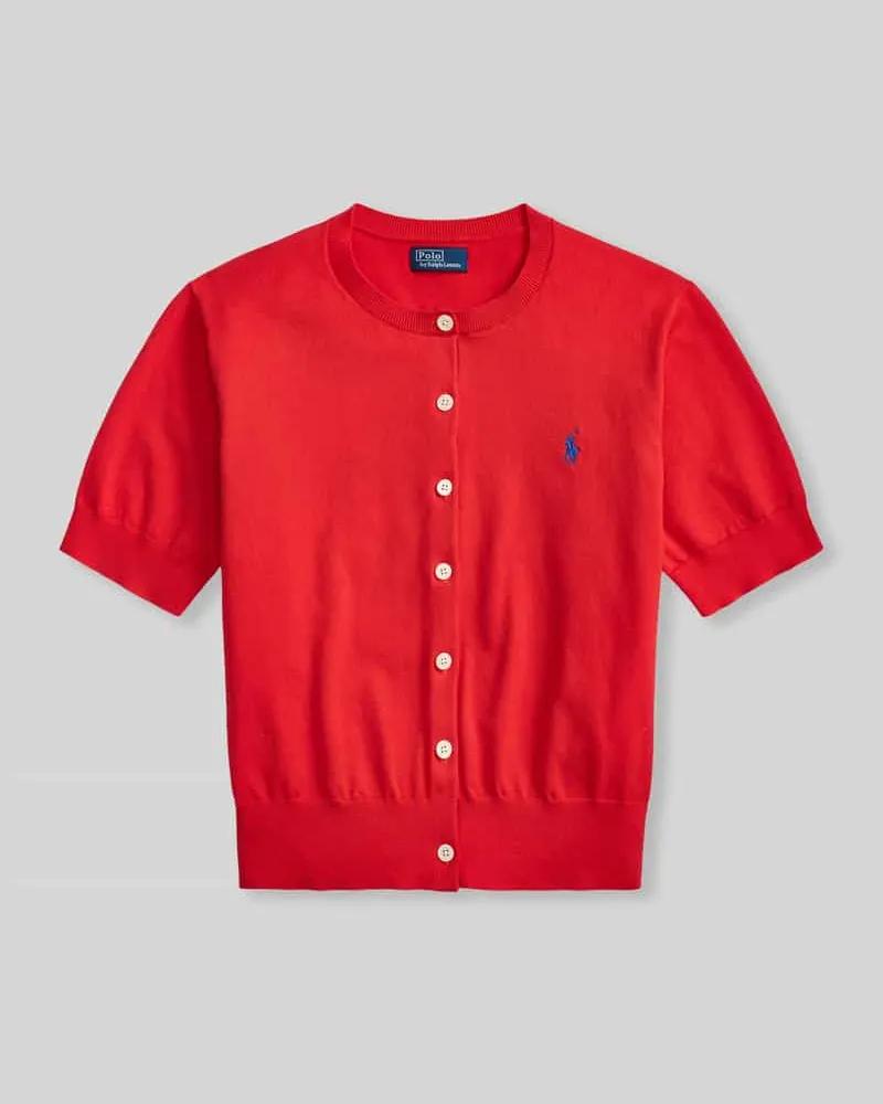 Ralph Lauren Slim Fit Strickjacke aus Baumwoll-Mix Rot