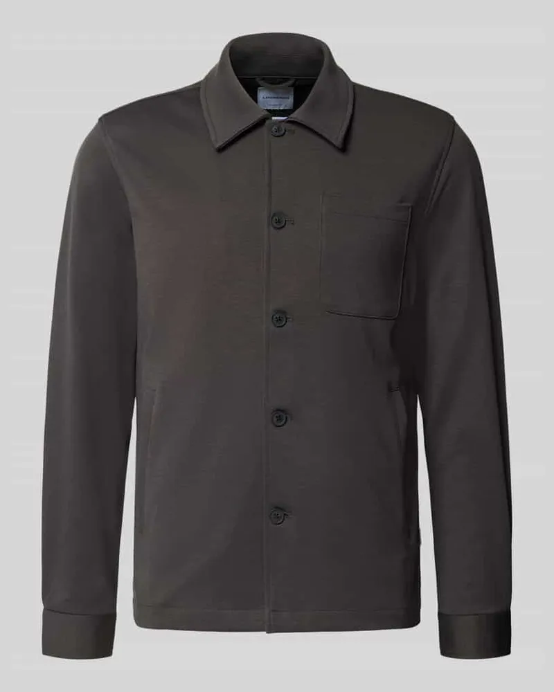 Lindbergh Slim Fit Hemdjacke mit Viskose-Anteil Anthrazit