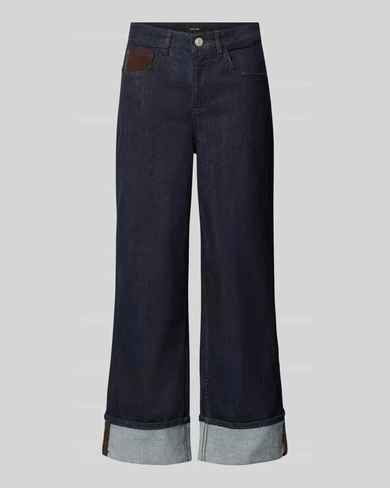 OPUS Wide Leg Jeans aus Baumwoll-Mix Modell 'Miva city Dunkelblau