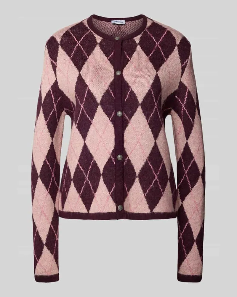 More & More Cardigan mit Woll-Anteil und Rundhalsausschnitt Bordeaux