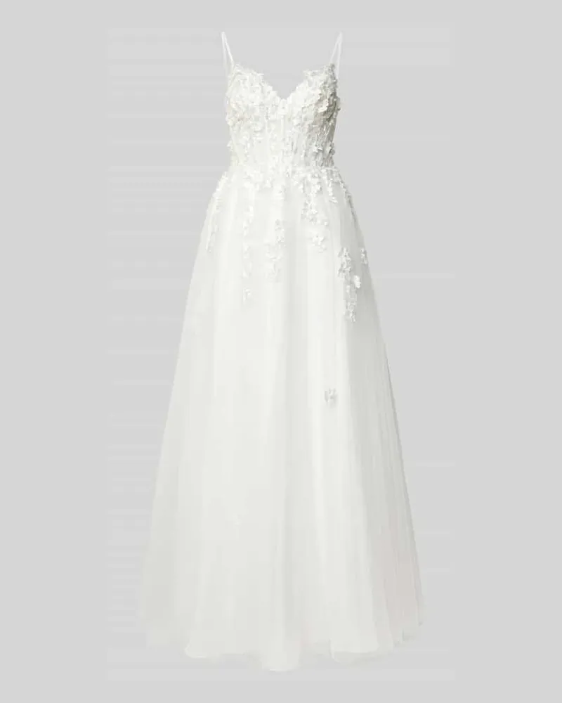 LUXUAR Abendkleid aus Tüll mit rückseitiger Schnürung Offwhite