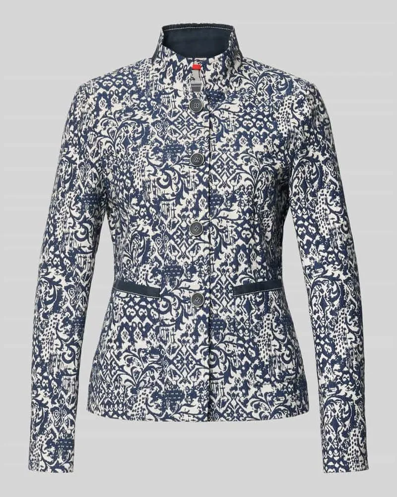 White Label Slim Fit Blazer im Allover-Look mit Stehkragen Marine