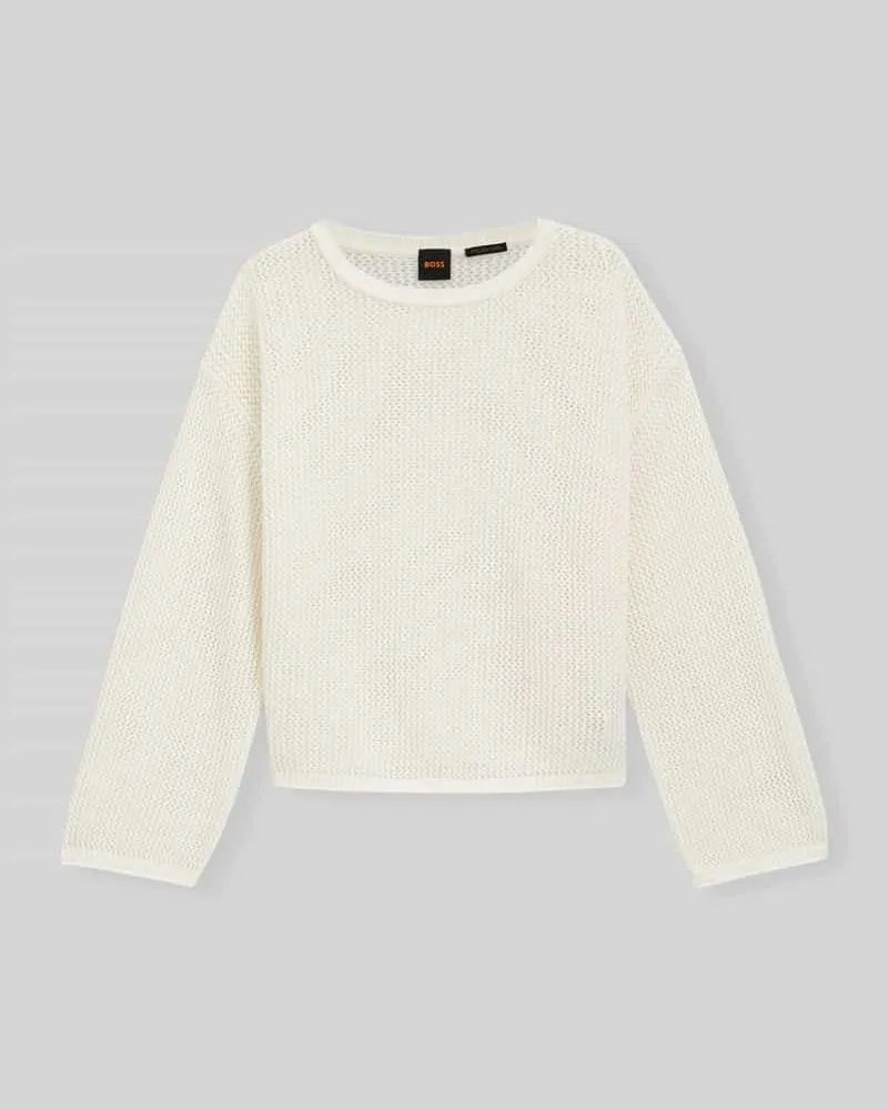 HUGO BOSS Loose Fit Pullover aus reiner Baumwolle Modell 'C_FARDE Offwhite